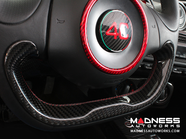Alfa Romeo 4C Steering Wheel Trim - Carbon Fiber - Lower Trim Piece - Blue Carbon